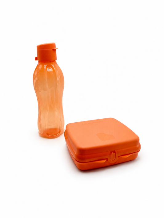 Eco Garrafa 500 ml + Sanduicheira coral