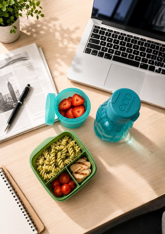 Snack con Divisiones Cuadrado 550 ml + Tinaja Universal 325 ml  + Eco Botella de 750 ml